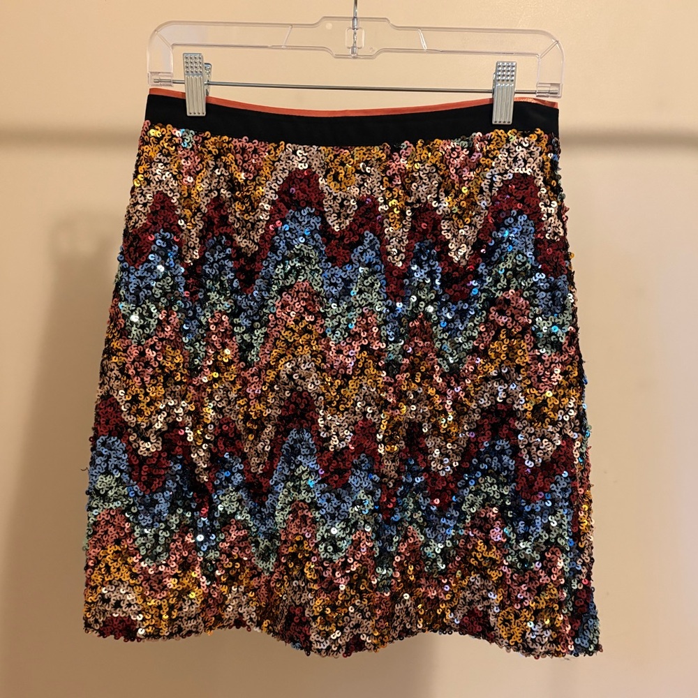 Anthropologie Multicolor Sequin Chevron Mini Skirt - Picture 4 of 6